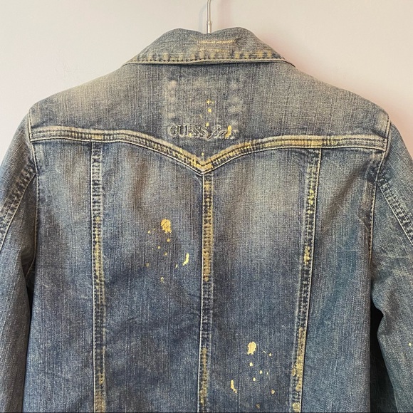 Guess jeans women gold splattered jean jacket. Size Large - Picture 9 of 15